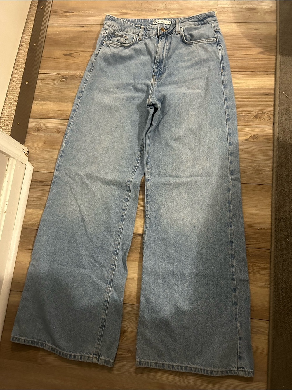 Zara Light Blue Wide-Leg Jeans